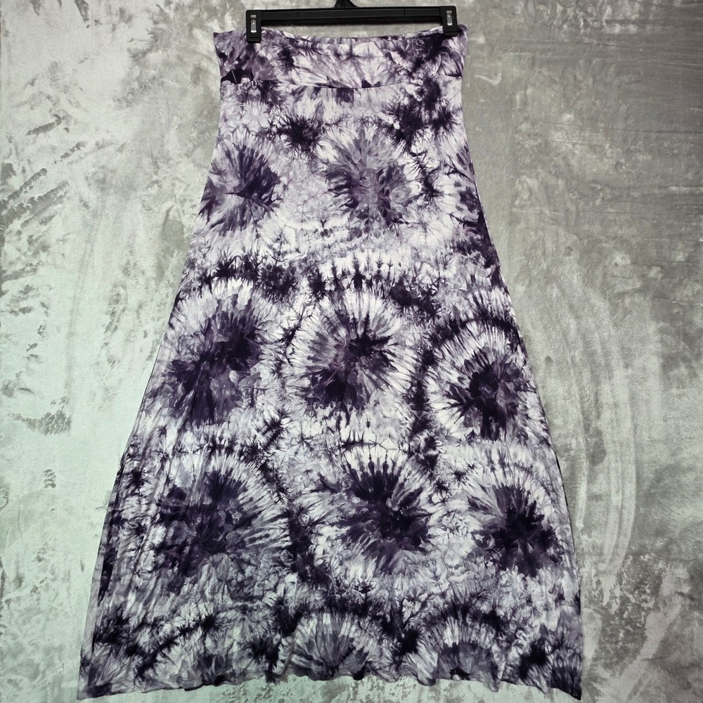 Lock and Love Purple Tie Dye Maxi Skirt XXL WB1058 Boho Modal Stretch A-Line